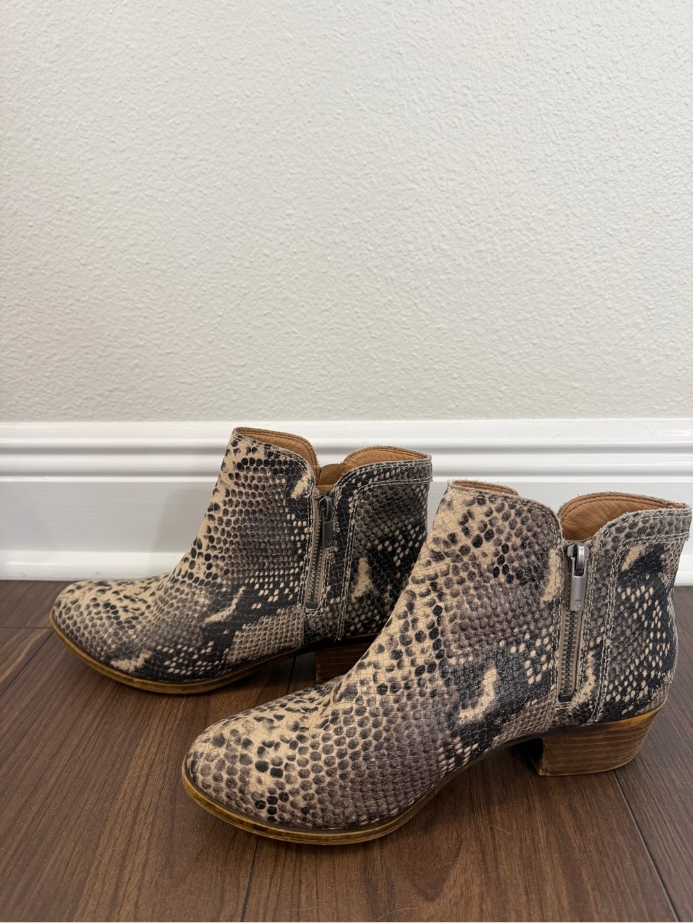Lucky Brand Snakeskin Leather Ankle Boots